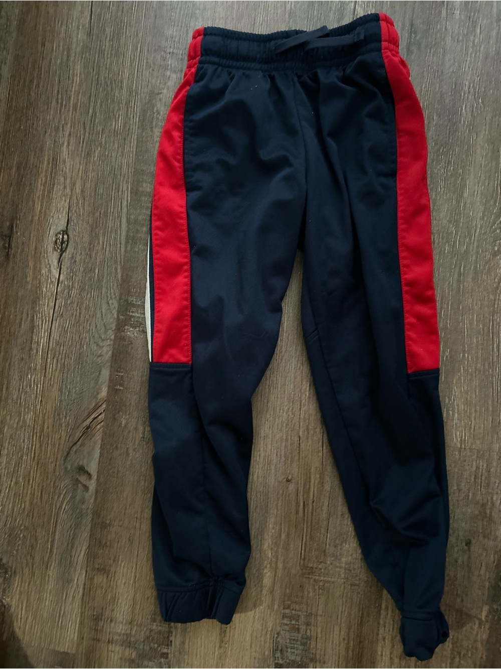 Kids Navy and Red Athletic Joggers with Elastic Waist